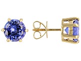 Blue Tanzanite 14k Yellow Gold Stud Earrings 2.50ctw