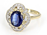 Blue Kyanite With White Diamond 14k Yellow Gold Ring 2.38ctw