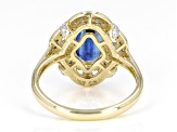 Blue Kyanite With White Diamond 14k Yellow Gold Ring 2.38ctw