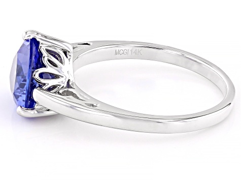 Blue Tanzanite Rhodium Over 14k White Gold Ring 2.21ct