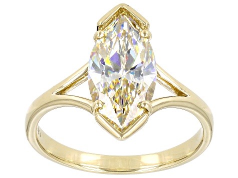 Champagne Strontium Titanate 10k Yellow Gold Ring 3.52ct