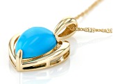 Sleeping Beauty Turquoise With White Diamond 10k Yellow Gold Pendant With Chain 0.01ct