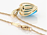 Sleeping Beauty Turquoise With White Diamond 10k Yellow Gold Pendant With Chain 0.01ct