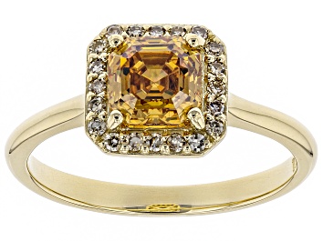 Picture of Champagne Strontium Titanate 10k Yellow Gold Ring 1.59ctw