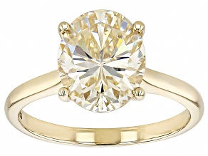 Champagne Strontium Titanate 10k Yellow Gold Ring 4.47ct