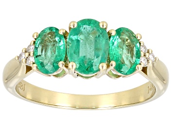Picture of Ethiopian Emerald With White Diamond 14k Yellow Gold Ring 1.47ctw