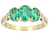 Ethiopian Emerald With White Diamond 14k Yellow Gold Ring 1.47ctw