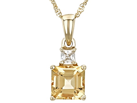 Yellow Beryl 10k Yellow Gold Pendant With Chain 1.11ctw