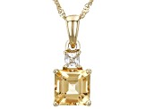 Yellow Beryl 10k Yellow Gold Pendant With Chain 1.11ctw