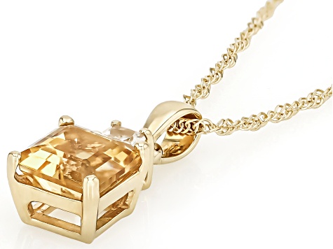 Yellow Beryl 10k Yellow Gold Pendant With Chain 1.11ctw