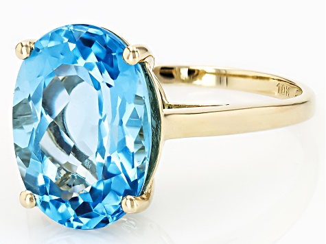 Swiss Blue Topaz 10k Yellow Gold Ring 6.19ct - CLG690 | JTV.com