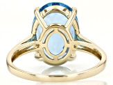 Swiss Blue Topaz 10k Yellow Gold Ring 6.19ct
