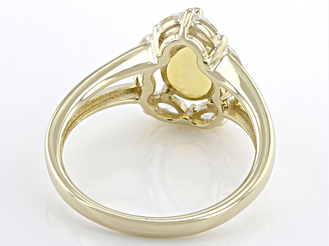 Ethiopian Opal And White Zircon 10k Yellow Gold Ring 1.48ctw