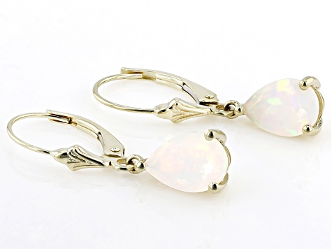 Ethiopian Opal 10k Yellow Gold Dangle Earrings 1.53ctw