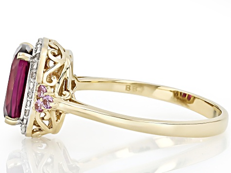 Grape Color Garnet With Pink Sapphire With White Diamond 10k