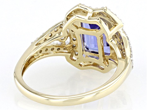 Blue Tanzanite With White Diamond 14k Yellow Gold Ring 2.15ctw
