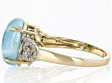 Larimar With White Dimaond 10k Yellow Gold Ring 0.13ctw
