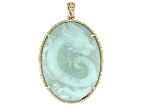 Jadeite 10k Yellow Gold Dragon Pendant