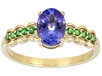 Picture of Blue Tanzanite With Green Tsavorite 10k Yellow Gold Ring 1.23ctw