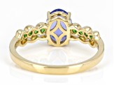 Blue Tanzanite With Green Tsavorite 10k Yellow Gold Ring 1.23ctw