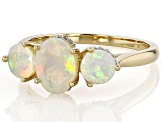 Ethiopian Opal With White Diamond 10k Yellow Gold Ring 1.21ctw