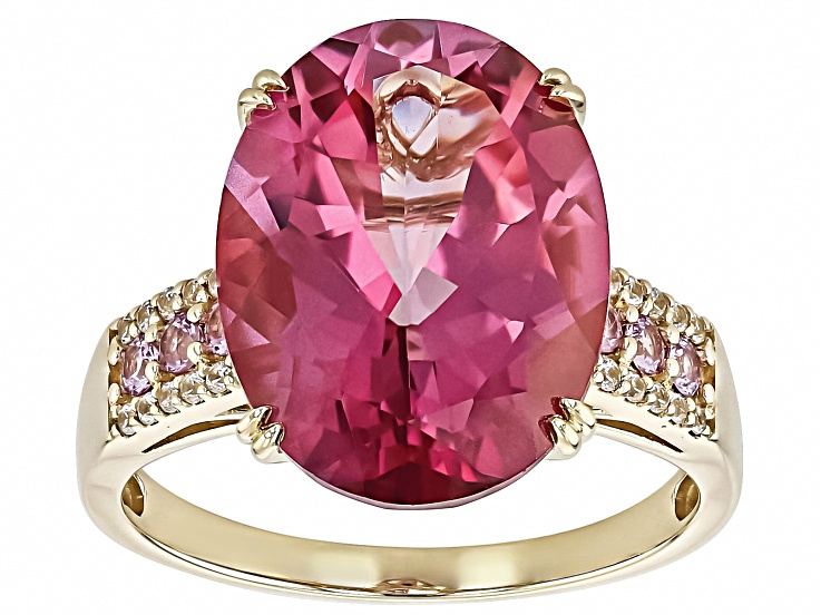 Pink Topaz With Pink Sapphire With White Zircon 10k Yellow Pink Topaz With Pink Sapphire With White Zircon 10k Yellow