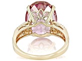 Pink Topaz With Pink Sapphire With White Zircon 10k Yellow Gold Ring 10.14ctw