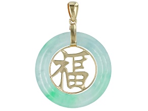 Jadeite 10k Yellow Gold Good Luck Pendant