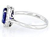 Blue Tanzanite With White Diamond Platinum Ring 1.47ctw