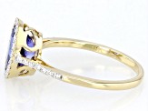 Blue Tanzanite With White Diamond 18k Yellow Gold Ring 1.72ctw