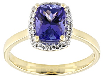 Picture of Blue Tanzanite With White Diamond 18k Yellow Gold Ring 1.88ctw