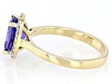 Blue Tanzanite With White Diamond 18k Yellow Gold Ring 1.88ctw