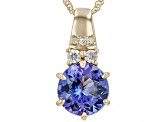 Tanzanite With White Diamond 14k Yellow Gold Pendant With Chain 2.00ctw