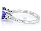 Blue Tanzanite With White Diamond Platinum Ring 2.38ctw