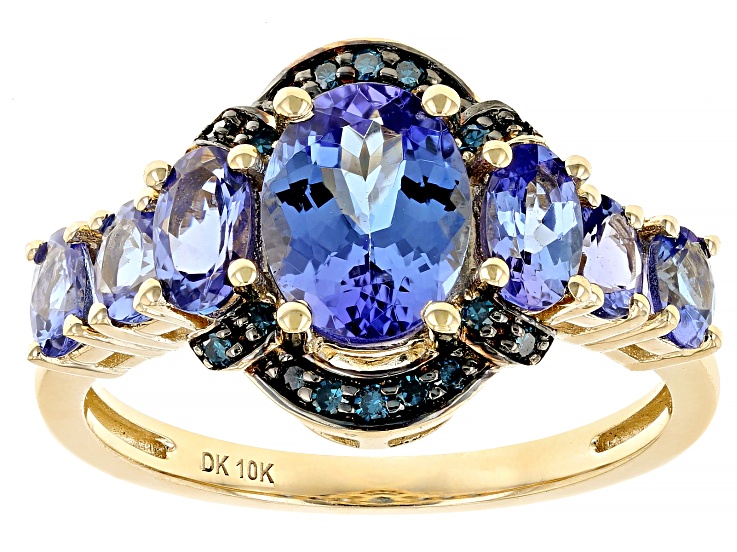 Very beautiful tanzanite and cheapest diamond ring size 7 in 10kt gold