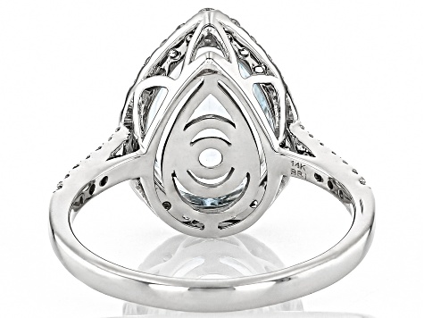 Aquamarine With White Diamond Rhodium Over 14k White Gold Ring 3.85ctw