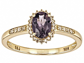 Purple Spinel With White Diamond 10k Yellow Gold Ring 0.83ctw