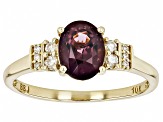 Purple Spinel With White Diamond 10k Yellow Gold Ring 1.31ctw