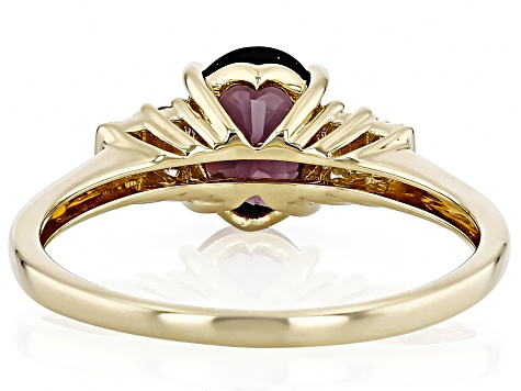 Purple Spinel With White Diamond 10k Yellow Gold Ring 1.31ctw