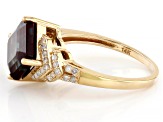 Blue Lab Created Alexandrite With White Diamond 14k Yellow Gold Ring 4.75ctw