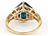 Blue Lab Created Alexandrite With White Diamond 14k Yellow Gold Ring 4.75ctw