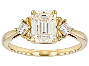 Strontium Titanate With Moissanite 10k Yellow Gold Ring 2.26ctw