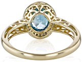 Blue Zircon With White Diamond 10k Yellow Gold Ring 2.69ctw