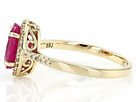 John Saul Ruby With White Diamond 10k Yellow Gold Ring 2.27ctw