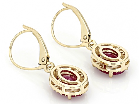 John Saul Ruby With White Diamond 10k Yellow Gold Earrings 3.00ctw