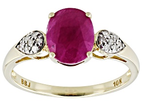 John Saul Ruby With White Diamond 10k Yellow Gold Ring 1.93ctw