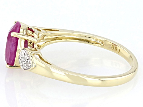 John Saul Ruby With White Diamond 10k Yellow Gold Ring 1.93ctw