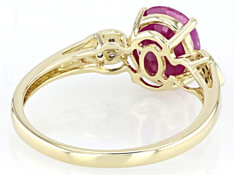 John Saul Ruby With White Diamond 10k Yellow Gold Ring 1.93ctw