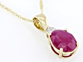 John Saul Ruby With White Diamond 10k Yellow Gold Pendant With Chain 1.90ctw