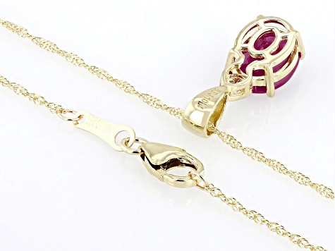 John Saul Ruby With White Diamond 10k Yellow Gold Pendant